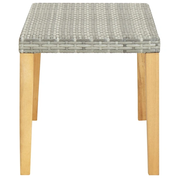 Градинска пейка, 120 см, сива, полиратан и акация масив - Image 3