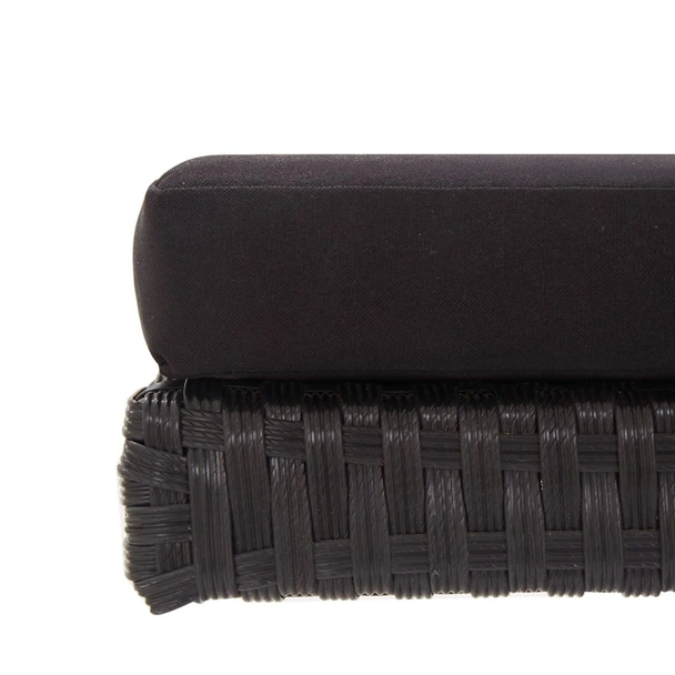 Градинска пейка с възглавници, 176 см, черна, полиратан - VL46233 - Image 9