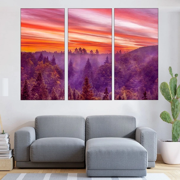 Уникален залез над гората - картина пано за стена - Image 2