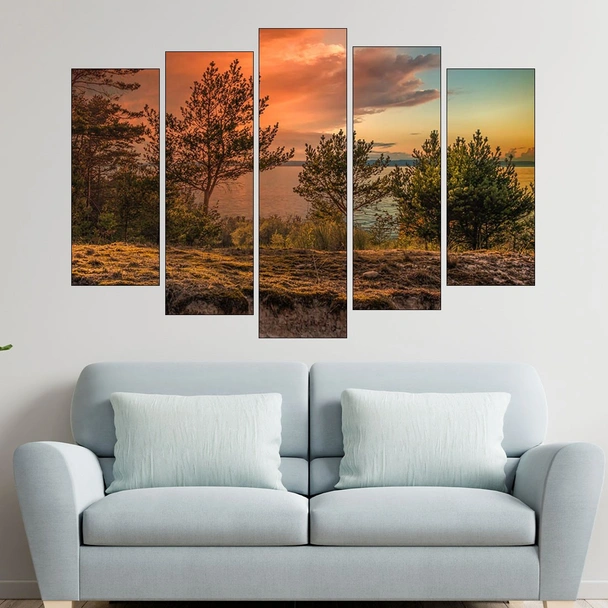 Залез над голямо езеро - картина пано за стена - Image 3