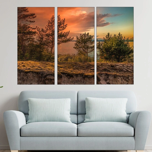Залез над голямо езеро - картина пано за стена - Image 2