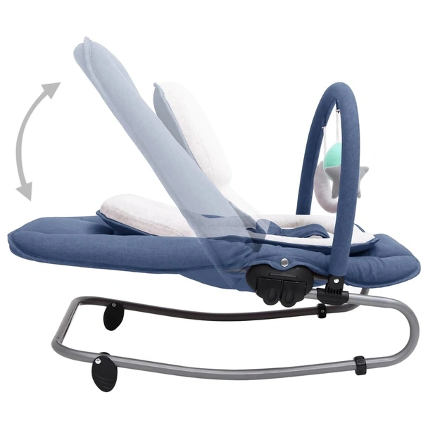 Бебешки шезлонг, тъмносиньо/бяло, стомана - Image 6