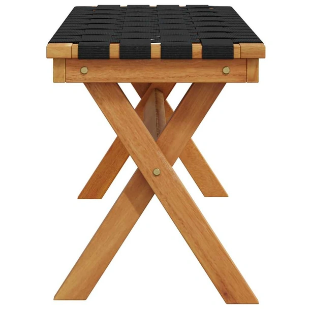 Градинска пейка, черна, акация масив и плат - VL366514 - Image 4