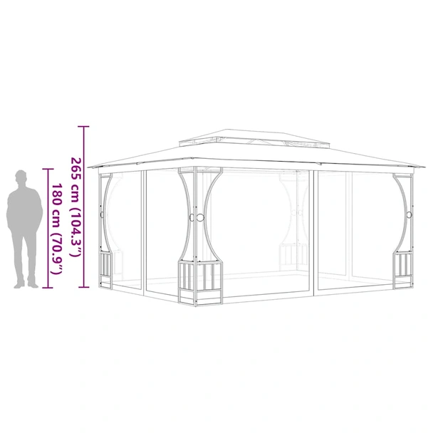 Градинска шатра с мрежи, 3x4x2.65 м, кремава - Image 6