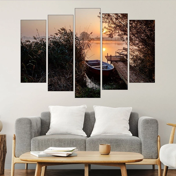 Изгрев над езерният кей - картина пано за стена - Image 3