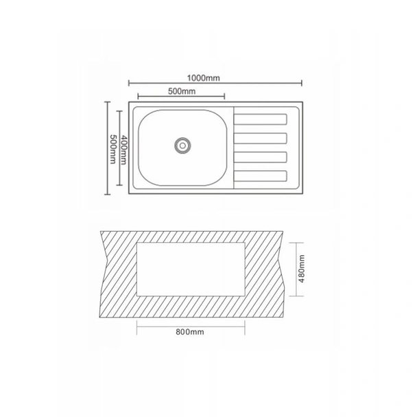 Кухненска мивка алпака ляв плот ICK10050L Tampico INTER CERAMIC - Image 2