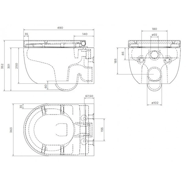 Окачена тоалетна чиния с капак V-Tondo Rimless  BOCCHI - Image 3