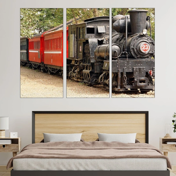 Стар влак с парен локомотив - картина пано за стена - Image 2