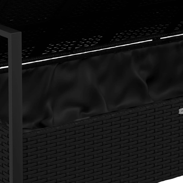 2-местна градинска пейка с възглавници, черна, полиратан - VL364112 - Image 7