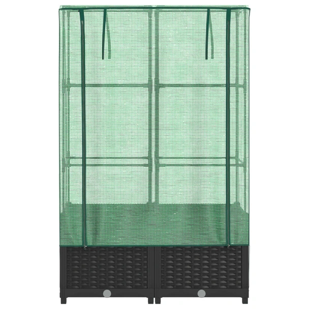 Повдигната леха с покривало, 80x40x138 см - Черен сандък - Image 4