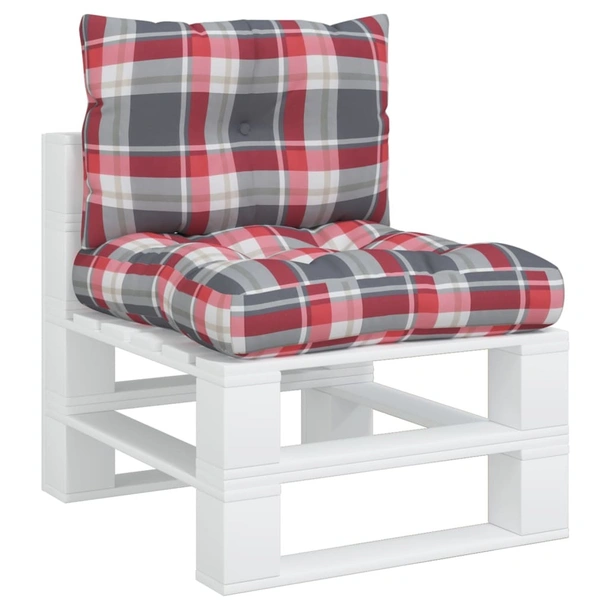 Палетни възглавници, 2 бр, червено каре, текстил - Image 3