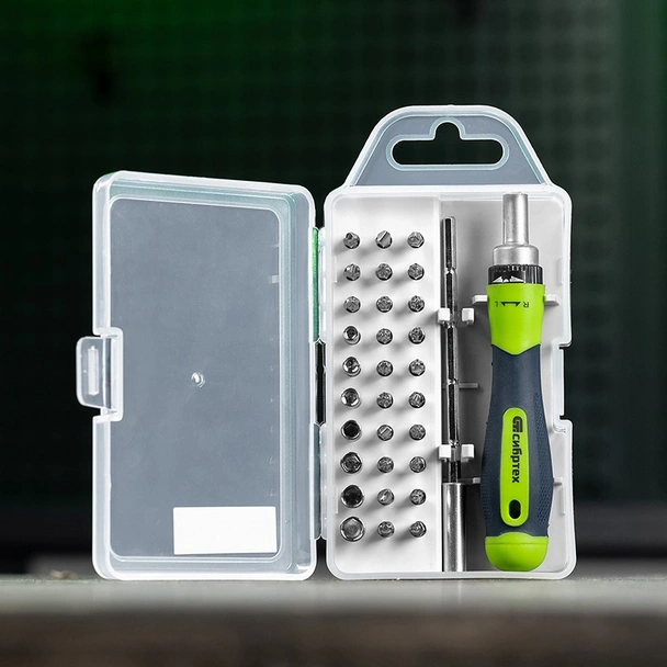 Реверсивна отвертка за фина механика с битове и вложки 32 части СИБРТЕХ - Image 13