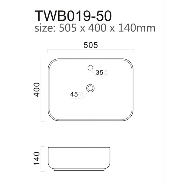 Мивка за плот 50.5x40x14 см TWB019A FORMA VITA - Image 2