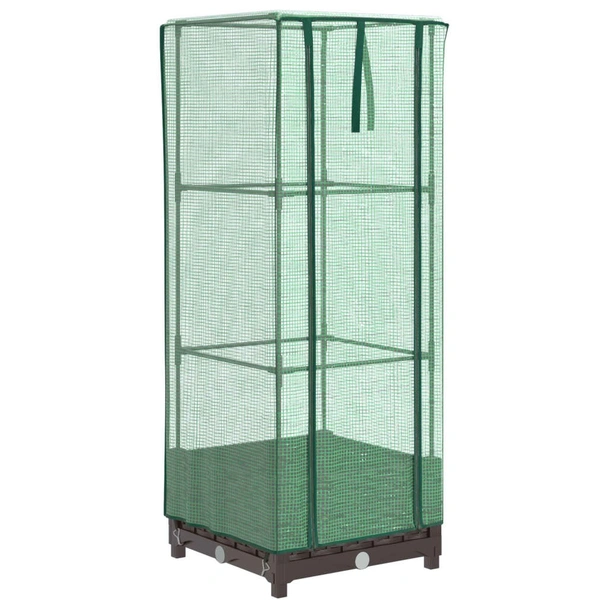 Повдигната леха с покривало, 40x40x123 см - Кафяв сандък - Image 6