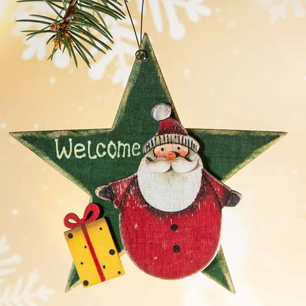 Дървена коледна играчка за елха звезда 14x14x1 см - Image 3