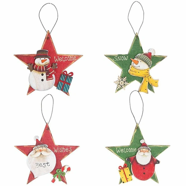 Дървена коледна играчка за елха звезда 14x14x1 см - Image 5