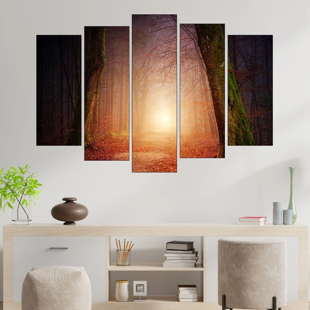 Есенна пътека в мъглата - картина пано за стена - Image 3