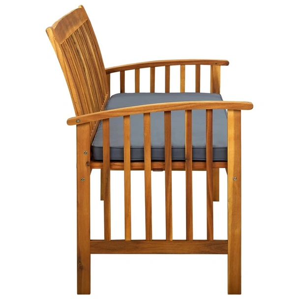 Градинска пейка с възглавница, 147 cм, акация масив - VL312135 - Image 4