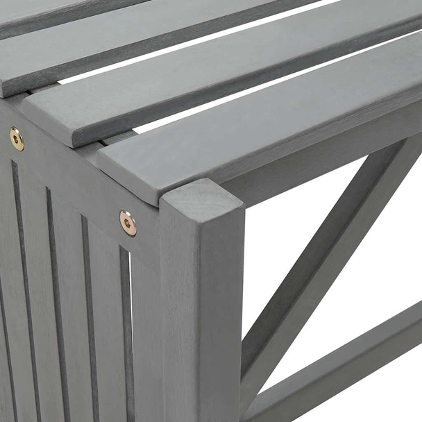 Градинска ъглова пейка с плантер, 117 cм, акация масив, сива - VL311824 - Image 8