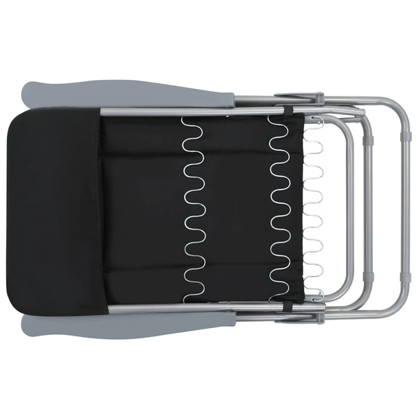 Сгъваеми градински столове с възглавници, 2 бр., черни - Image 7