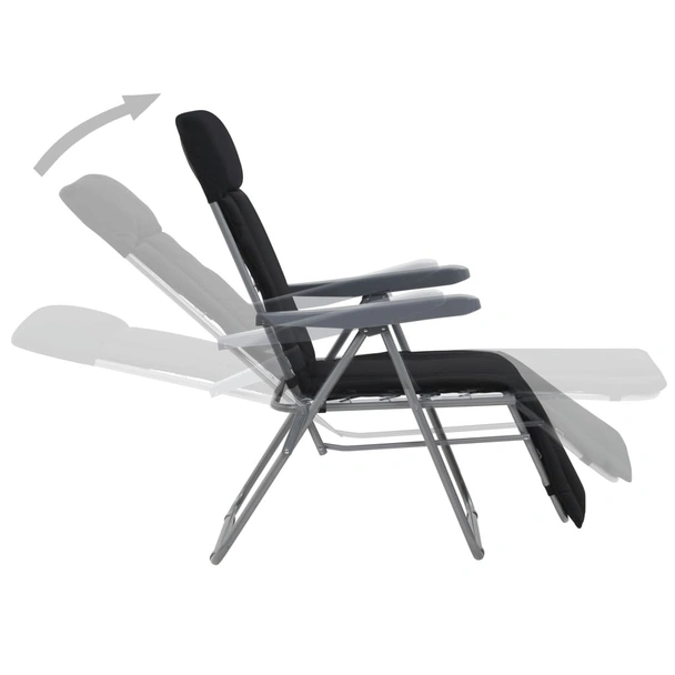 Сгъваеми градински столове с възглавници, 2 бр., черни - Image 3