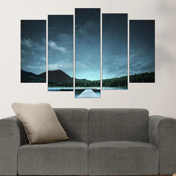 Звездно небе над езерото - картина пано за стена - Image 3