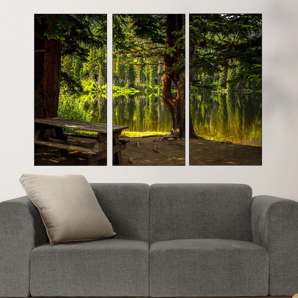 Пейка на брега на езерото - картина пано за стена - Image 2