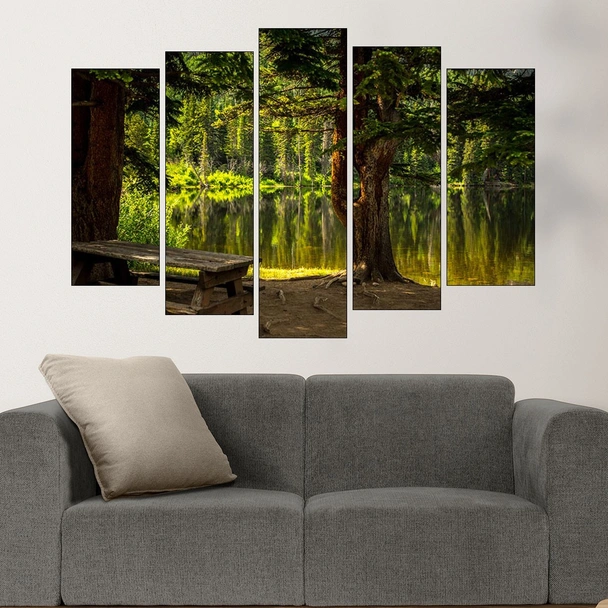 Пейка на брега на езерото - картина пано за стена - Image 3