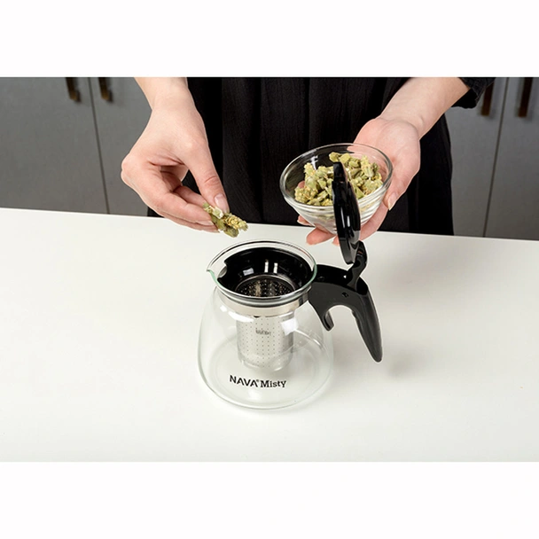 Стъклен чайник с цедка 900 мл Misty NAVA - Image 3