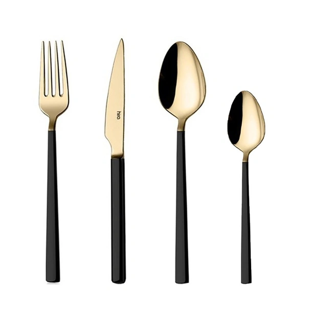 Комплект прибори 24 части злато и черно Cubuk HIRA - Image 2