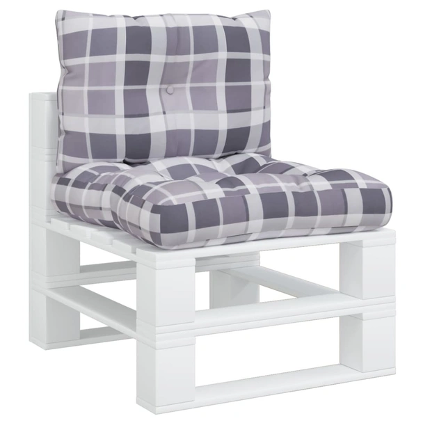 Палетни възглавници, 2 бр, сиво каре, текстил - Image 3