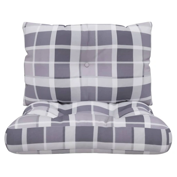 Палетни възглавници, 2 бр, сиво каре, текстил - Image 5