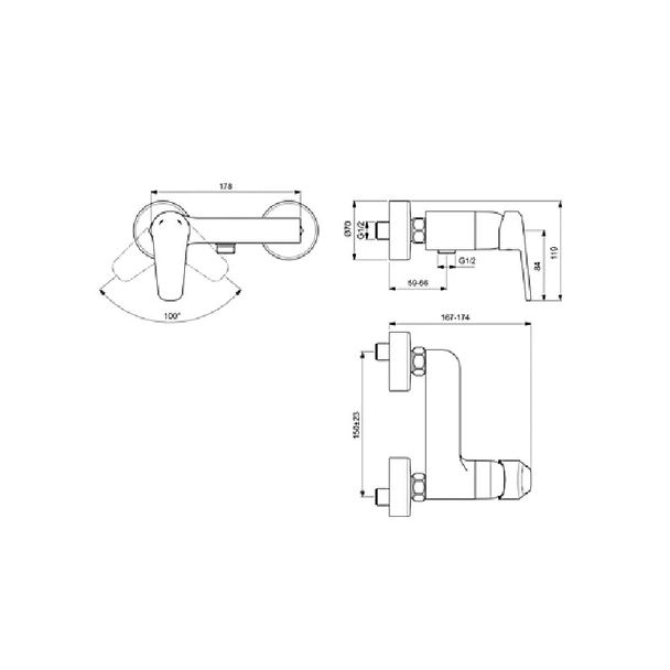 Стенен смесител за душ SevaL Vidima - Image 2