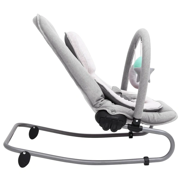Бебешки шезлонг, светлосиво/бяло, стомана - Image 4