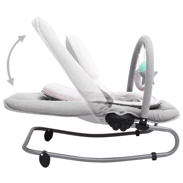 Бебешки шезлонг, светлосиво/бяло, стомана - Image 5