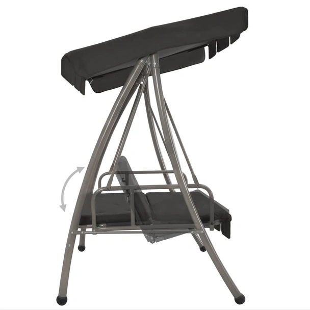 Градинска люлка със сенник, антрацит, 192x118x175 см, стомана - Image 3