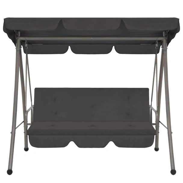 Градинска люлка със сенник, антрацит, 192x118x175 см, стомана - Image 2