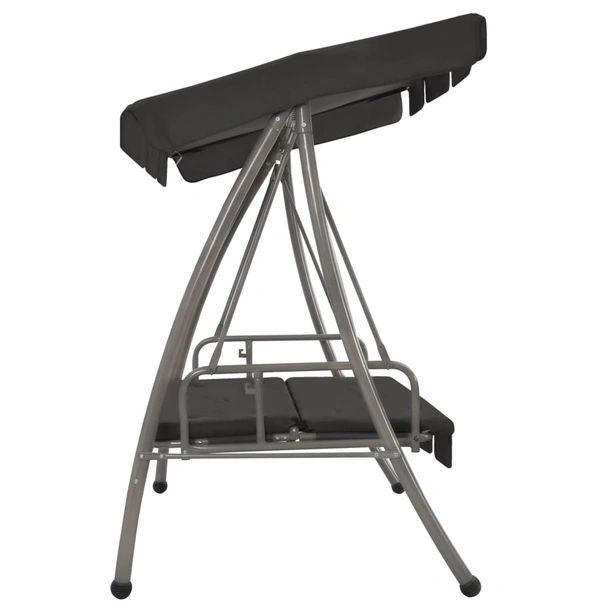 Градинска люлка със сенник, антрацит, 192x118x175 см, стомана - Image 4