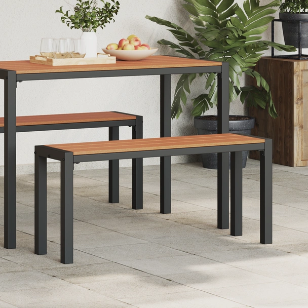 Градинска пейка 100 см, Стомана и WPC, Кафяво и Черно - VL42001772 - Image 3