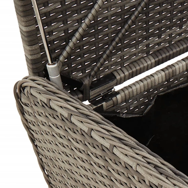 Пейка за съхранение с възглавница сива 80x51x52 см полиратан - VL365731 - Image 8