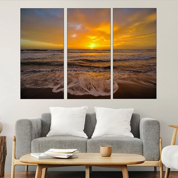 Пейзаж на красив залез в океана - картина пано за стена - Image 2