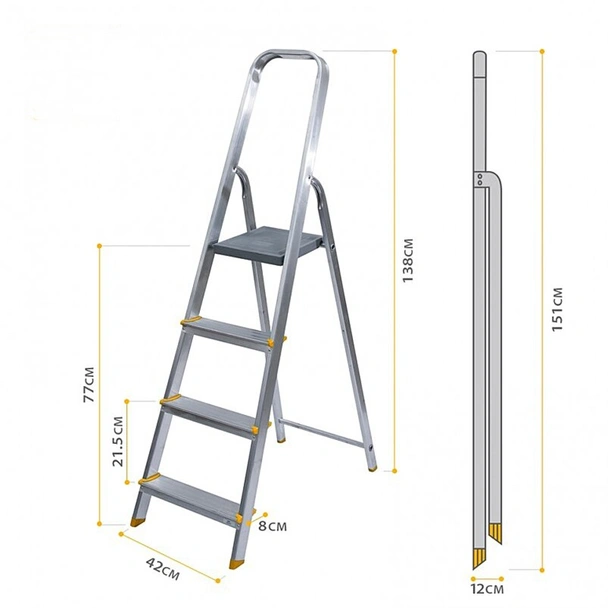 Алуминиева стълба 4 стъпала DENZEL - Image 4