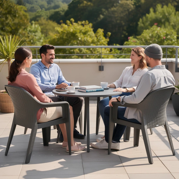 Градински стол PVC сив Polo MEVSIM - Image 7