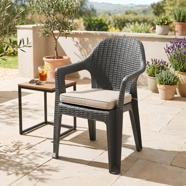 Градински стол PVC сив Polo MEVSIM - Image 5