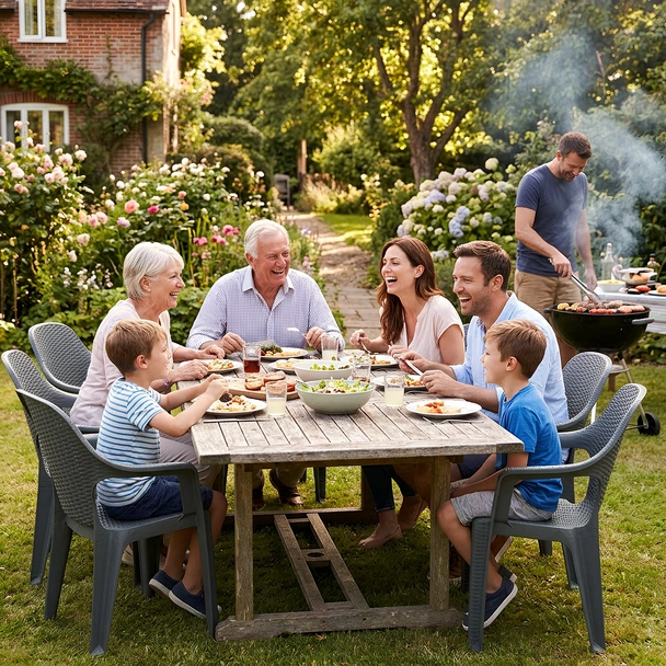 Градински стол PVC сив Polo MEVSIM - Image 6