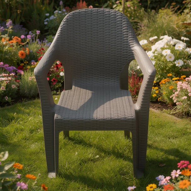 Градински стол PVC сив Polo MEVSIM - Image 4