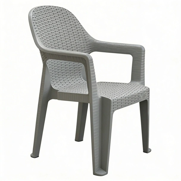 Градински стол PVC сив Polo MEVSIM - Image 3