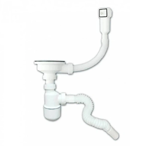 Сифон бутилков с витло 1 1/4", гофрирана връзка и преливник