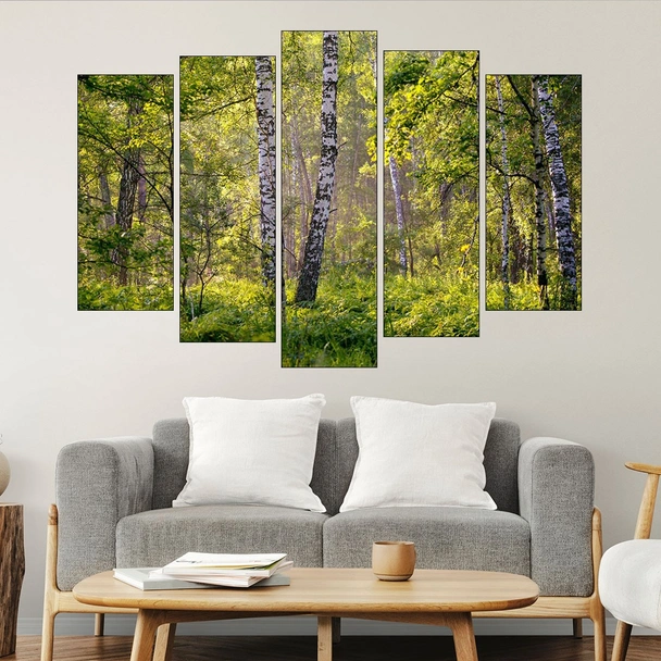 Брезова гора на разсъмване - картина пано за стена - Image 3