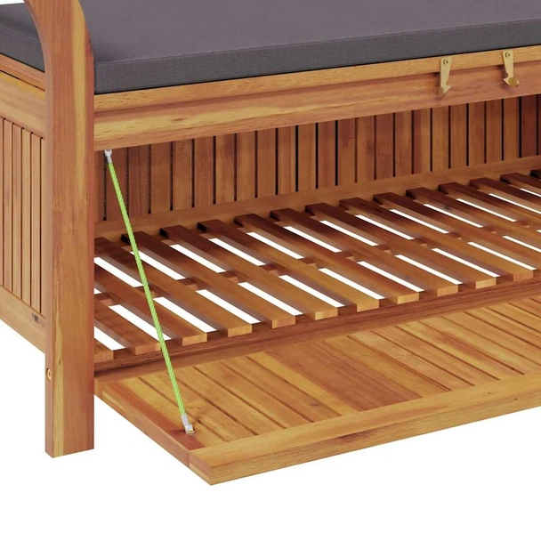 Градинска пейка за съхранение с възглавница 126 см акация масив - VL319717 - Image 12